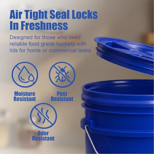 ePackageSupply 5 Gallon Bucket - Food Grade w/Lid BPA-Free, Blue/Blue, 1 | Airtight Gamma Seal Screw-On Lid, Heavy-Duty 90 Mil HDPE Plastic, Food Safe and Durable Container, Bulk Storage, Made in USA - Image 5