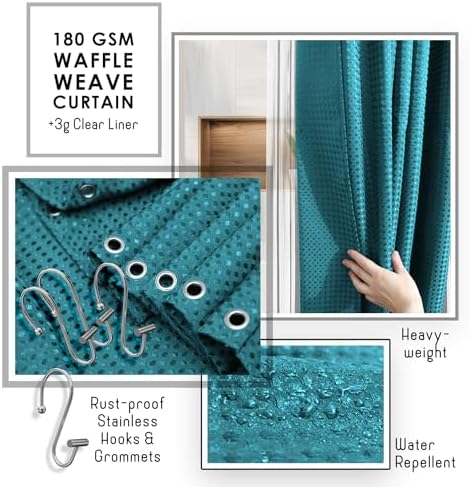 Clara Clark Teal Bathroom Set, Shower Curtain Set, Bathroom Accessory Set - Image 4