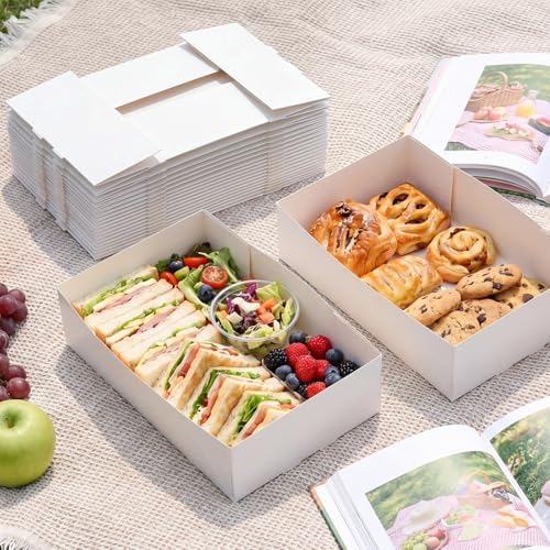 Chinco 100 Pieces Paperboard Kraft Food Trays 4 Corner Pop up Food Tray Disposable Foldable Cardboard Movie Night Snack Party Container Box for Holding Drink at Stadiums or Theaters (White) - Image 5