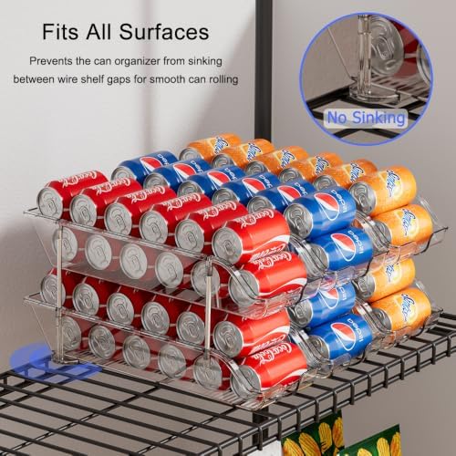 Sotfamily Stackable Soda Can Organizer for Pantry or Fridge, Holds 24 Cans | Heavy-Duty, Clear PET, Space-Saving Drink Organizer, Gravity Rolling, Pop can & Food can Dispenser/Storage/Container - Image 6