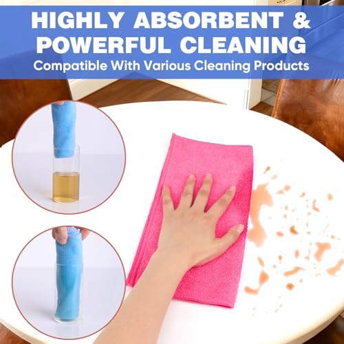 TEAWOO 10 PCS Pink Microfiber Cleaning Cloths, Assorted Cleaning Rags - Image 3