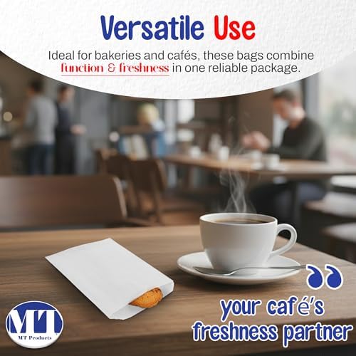 MT Products White Cookie Bags 6.5" x 8" - Disposable Grease Resistant Bakery Paper Bags - Pack of 1000 - Image 3