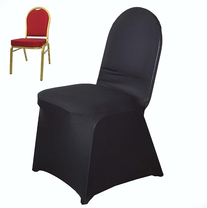 Tableclothsfactory 20 PCS Black Stretchy Spandex Fitted Banquet Chair Cover Dinning Event Slipcover for Wedding Party Banquet Catering - Image 3