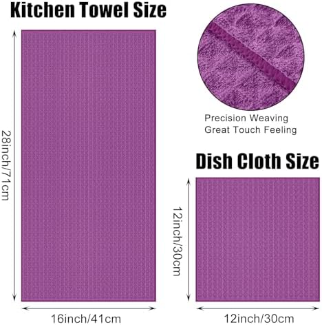 Homaxy Microfiber Kitchen Towels and Dishcloths Sets, 12 Pack, Purple - Image 4