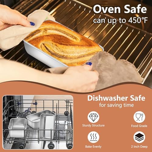 LIANYU 6.3 x 3.5 In Stainless Steel Mini Loaf Pans for Baking Bread, 20 PCS | Small Bread Loaf Pan Mold for Homemade Meatloaf, Metal Tin Loaf Baking Pan for Banana Sourdough Sandwich, Dishwasher Safe - Image 6