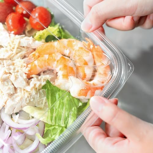 Karat 48oz PET Tamper Resistant Hinged Deli Container [150 ct] - Plastic Clamshell Food Containers, Easy Open Pull-Tab for Restaurants & Takeout - Image 3