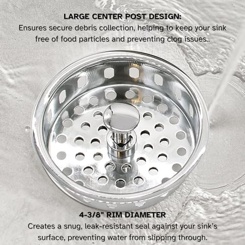 Westbrass A214-05 3-1/2" Post Style Large Kitchen Sink Basket Strainer, Polished Nickel - Image 5