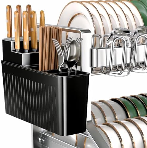 Fandian Dish Drying Rack 2 Tier Dish Racks for Kitchen Counter and Sink, Large Dish Drying Rack with Drainboard & Utensil Holders Stainless Steel Dish Drainers Kitchen Organization and Storage - Image 5