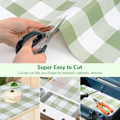 Green Gingham Shelf Drawer Liners Non-Adhesive 17.5In x 10FT - Image 5