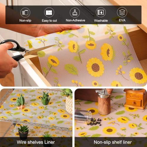 Cooyes Shelf Liner – Premium Non-Adhesive Cabinet & Drawer Liner for Kitchen – Waterproof Shelf Paper with Modern Pattern – Durable EVA Cabinet Mat – Easy to Cut （11.8" W x 120" L） - Image 4
