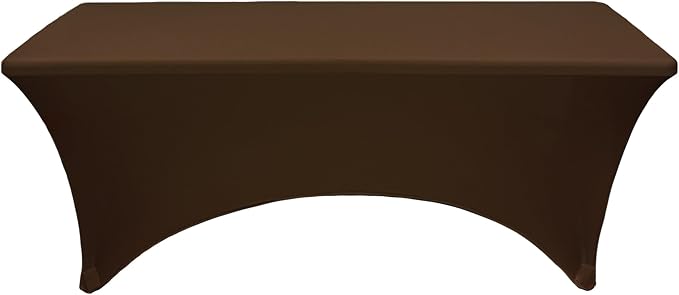 YOUR CHAIR COVERS Rectangular Spandex Table Covers 8ft Fitted Tablecloth Wedding Event Patio Decorations Elastic Fabric Stretch Tables Cover for 8 ft Folding Table (Chocolate Brown) - Image 3