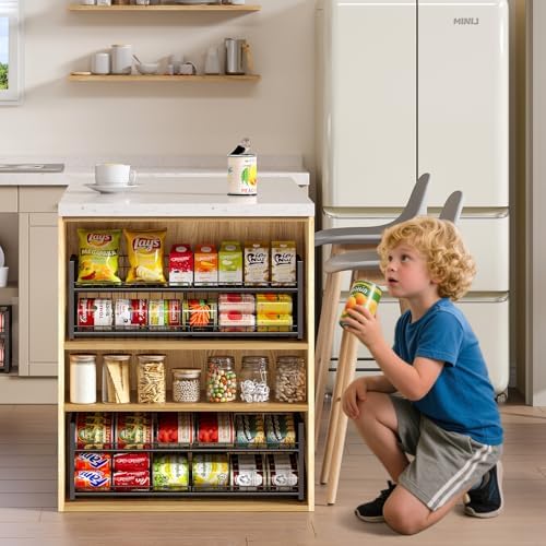 2-Pack Stackable Can Organizer for Pantry Shelf, Adjustable Extra-Long Rolling Can Rack for Kitchen Cupboard Storage, Sturdy Standing Can Holder for Canned Food Goods Soda up to 100, 2 Tier, Black - Image 5