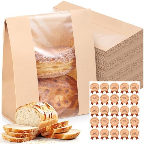AmazingSpark 500 Pcs Sourdough Bread Paper Bags with Seal Stickers by Unknown
