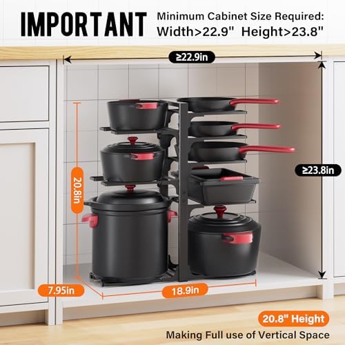 MUDEELA 8-Tier Heavy-duty pan organizers inside cabinet, 20.8" H Black - Image 2