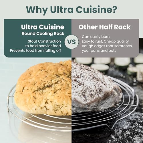 Ultra Cuisine 3 Set Round Cooling Racks for Baking (7.5, 9 & 10.5 Inch) | Oven & Dishwasher-Safe, 100% Stainless Steel, Steaming and Baking Rack , Fits Air Fryer, Pressure Cooker & Cake Pan - Image 5