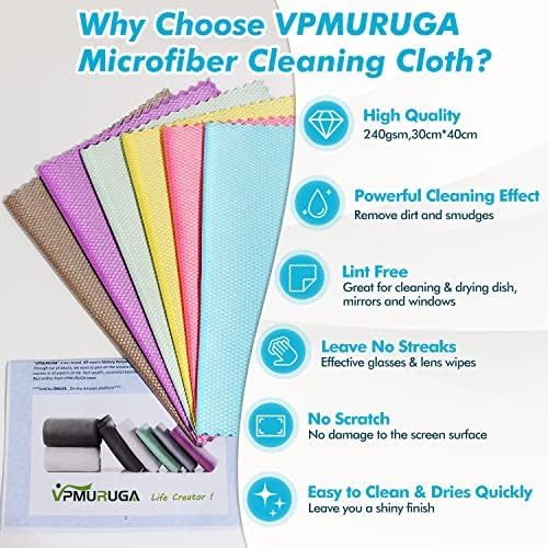 Streak Free Window Cleaning Cloth Miracle Microfiber Cloths for Glass,Kitchen,Counter,Mirror Lint Free Dish Drying Cloths Glass Polishing Rag,All-Purpose,Reusable,Fish Scale Nanoscale towel Pack of 12 - Image 2
