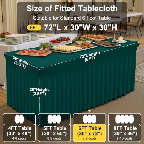 Smiry 2 Pack Spandex Elastic Fitted Table Cloth Skirt for 6FT Table - Image 5