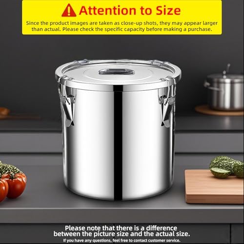 stainless steel food storage containers with lids lock clips airtight container large airtight for rice flour sugar grain coffee bean storage containers Kitchen jar (1.59gal/6L) - Image 5