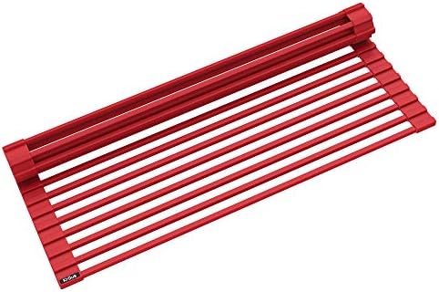 Kraus Multipurpose Workstation Sink Roll-Up Dish Drying Rack, Colander and Trivet in Red, KRM-11RD by Unknown