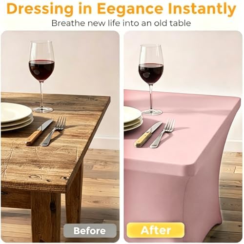 8ft Stretch Spandex Table Cover for Standard Folding Tables[10 packs, Pink] - Image 3