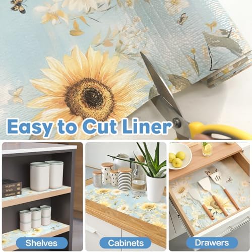 Quttisay Floral Shelf Liner Non Adhesive Kitchen Drawer Liner 12in x 10ft - Image 4