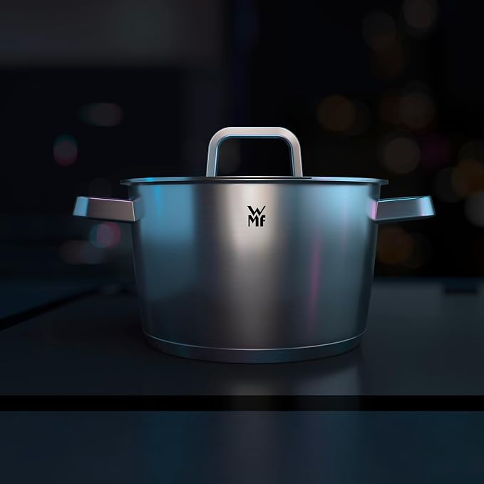 WMF Iconic Induction 2-Piece Saucepan Set with Metal Lid, Polished Cromargan Stainless Steel, Induction Pots Set, Uncoated - Image 2