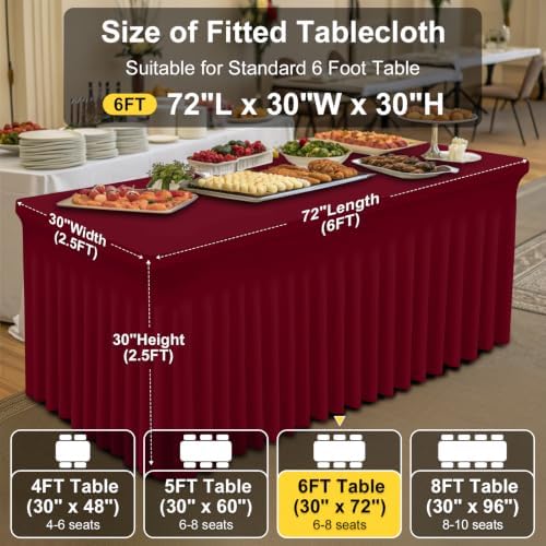 Smiry Spandex Elastic Fitted Table Cloth Skirt for 6FT Rectangle Table - Image 4