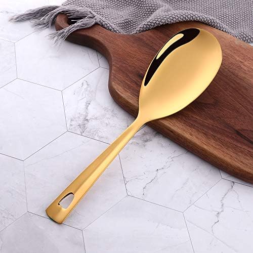 6 Pcs Gold Salad Spoon, Stainless Steel Titanium Plated Salad Servers Set Heavy Duty Mirror Polished Modern Spoons for Home, Kitchen and Restaurant(10.3 inches/26.2cm) - Image 3