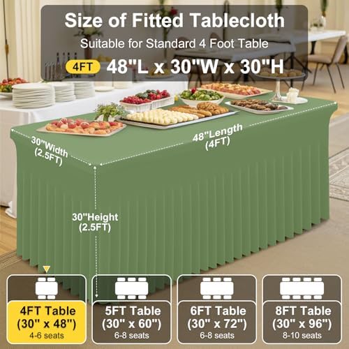 Smiry 2 Pack Spandex Elastic Fitted Table Cloth Skirt for 4FT Table - Image 4