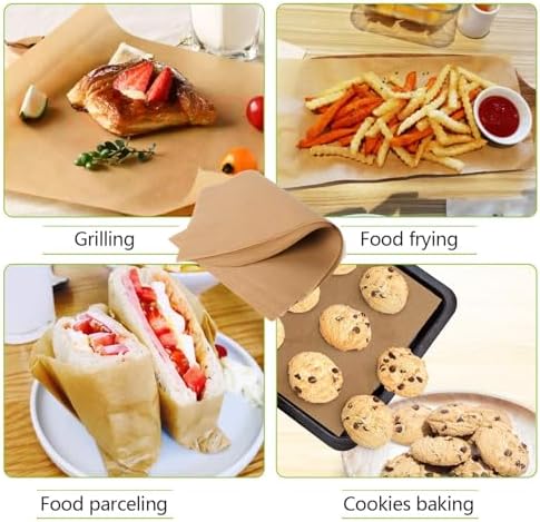 QYH 300 Pcs Parchment Paper Sheets for Baking, 8x12 Inches Baking Paper | Unbleached Precut Parchment Paper for Baking Cookies, Frying, Air Fryer, Cooking, Grilling Rack, Oven - Image 5