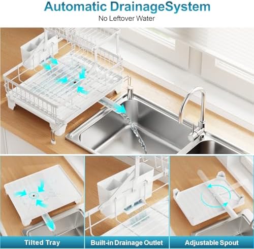 GSlife Large Expandable 2 Tier Dish Drying Rack - Over Sink & Counter Use - Image 4