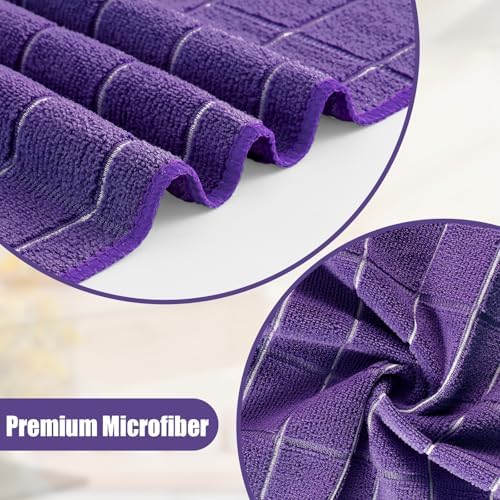 Homaxy Microfiber Kitchen Towels and Dishcloths Sets, 12 Pack, Purple - Image 2