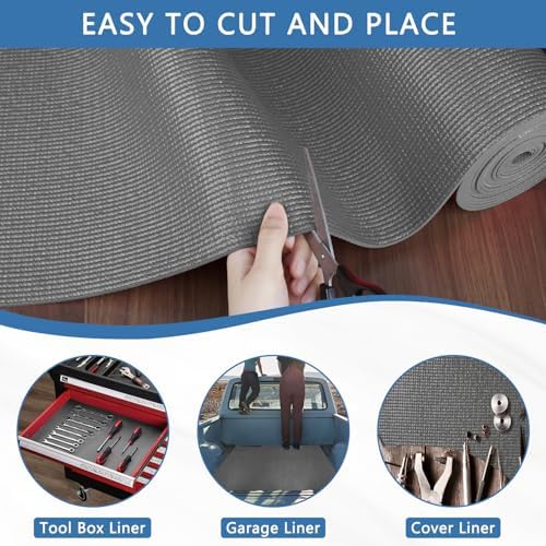 Foam Toolbox Liner Drawer Liner, Non-Slip Shelf Liners 16" W x 72" L Gray - Image 4