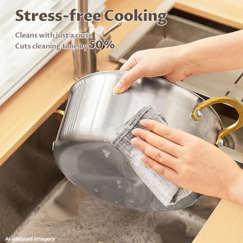 BEZIA 12 QT Stock Pot with Lid, Full Clad Tri-Ply Stainless Steel Soup Pot - Image 7