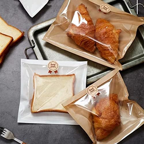 Kraft Bread Bag Bakery Bags with Window Toast bag Toast Paper Bag Kraft Bread Bag with Front Window Label Seal Sticker Packaging Paper Bag (100 Pieces) (8.3 * 9.8 inches) - Image 5