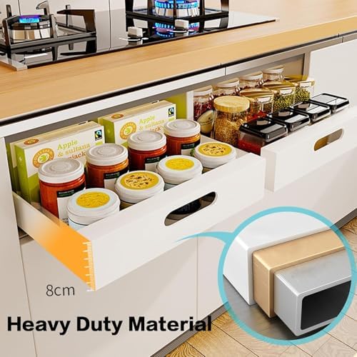 bealy 21'' Deep Cabinet Organizer Adhesive, 10'' Wide Pull Out Cabinet Organizer for Face Frame or Frameless Cabinets, Roll Out Shelves for Kitchen Cabinets, Pantry Shelves, Bathroom, 2 Pack - Image 3