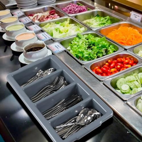 4 Pack Plastic Commercial Cutlery Bin, 4 Compartment Silverware Bin | Heavy Duty, Silverware Organizer for Restaurant, Cafeteria, Canteen - Image 4