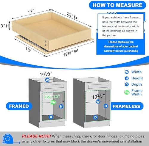 WelFurGeer Soft Close Pull Out Cabinet Organizer, 17" W x 22" D Pull Out Drawers for Cabinets, Space-Saving Cabinet Organizer with Easy Installation, Durable Pullout Drawers for Home & Kitchen - Image 3