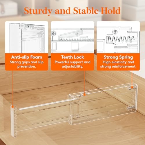 Lifewit 4" High Upgrade Drawer Divider, Adjustable Drawer Organizer Clothes - Image 3