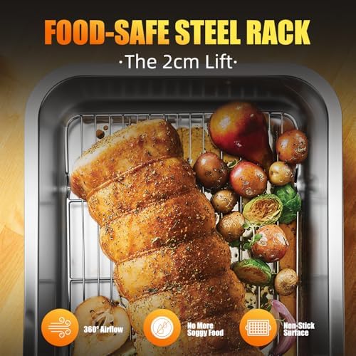 Stainless Steel Turkey Roasting Pan with Rack & Handles, Heavy Duty Food-Safe Turkey Pan Dishwasher Safe, Perfect for Cooking Turkey and Steak for Thanksgiving and Christmas (Standard) - Image 6