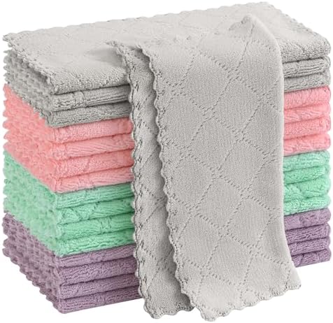 Homaxy Super Soft 16 Pack Coral Velvet Dish Cloths, 10" x 10", Multi Color by Homaxy