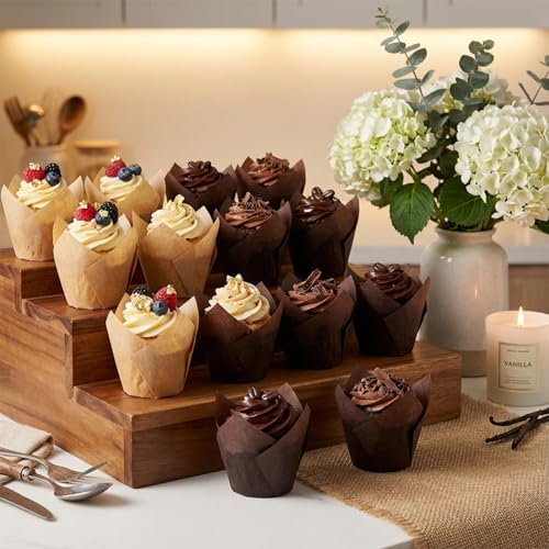 1000 Pcs Tulip Cupcake Liners Solid Tulip Cups Holders Wrappers Greaseproof Baking Cups Muffin Baking Cupcake Liners for Wedding Baby Showers Birthday Party(Classic Style) - Image 5