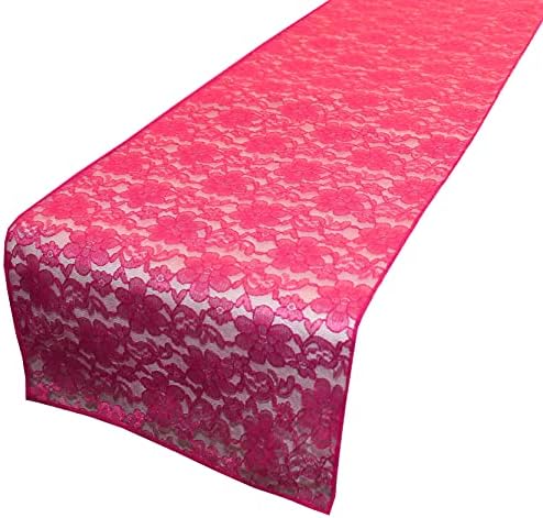 Zen Creative Designs 10 Pack Floral Lace Table Runner Sheer Lace Event Party Wedding Table Decor (12" by 144", Fuchsia) by ZenCreativeDesigns
