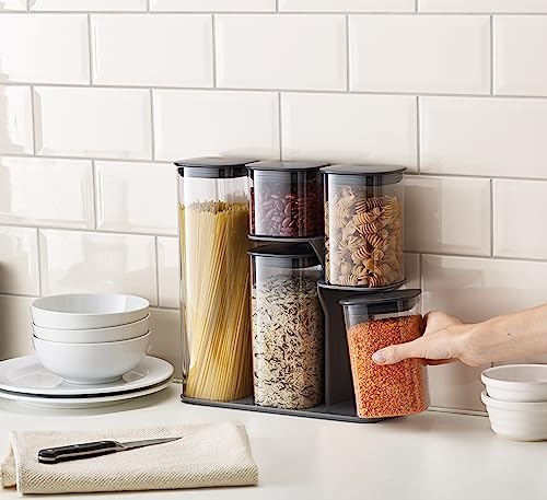 Joseph Joseph Podium Dry Food Storage Container Set with Stand, 5-piece, Gray - Image 2