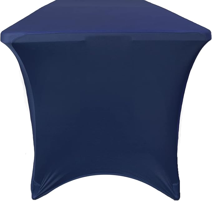 YOUR CHAIR COVERS Rectangular Spandex Table Covers 6ft Fitted Tablecloth Wedding Event Patio Decorations Elastic Fabric Stretch for 6 ft Folding Table (Navy Blue) - Image 3