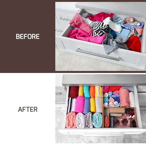 6-Pack Deep Drawer Dividers 4-Inch High Dresser Drawer Organizer, Bamboo - Image 4