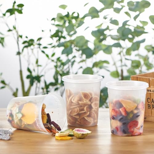 Jaluxing 32oz Plastic Deli Containers, 240 Sets - Leakproof, Stackable, BPA Free, Microwavable, Freezer Safe - Image 4