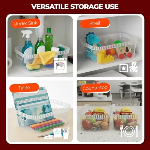 Tribello Modern Cabinet Organizers And Storage Pantry Shelf Organizer - Clear Plastic Storage Bins - Bulk 8-Pack (Medium - 12” X 8” X 4”) - Image 7