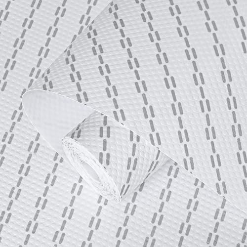 Shelf Liners 11 inch x 20 ft Shelf Liners for Kitchen cabinets nonstick Shelf Lining Drawer Mats EVA Protector for Cupboard (White Diagonal Stripes,11 inch x 20 ft) by wohomuke
