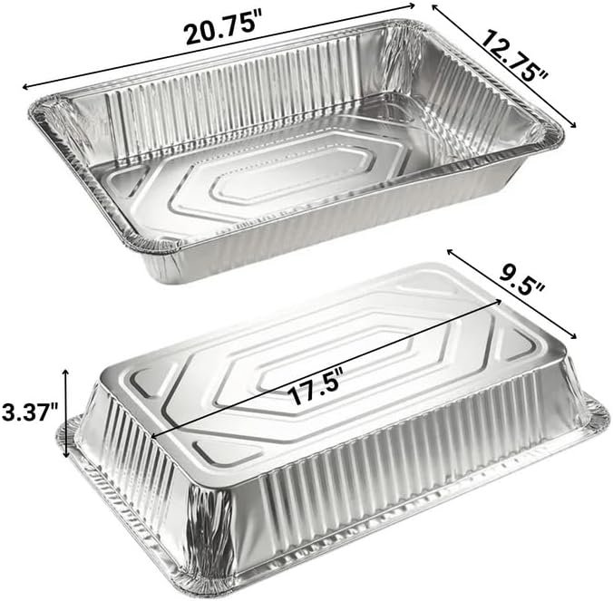 Full Size Deep Aluminum Foil Roasting & Steam Table Pans - Deep Pan for Catering Large Groups - Disposable Pans Great for Cooking, Heating, Storing, Prepping Food- 15 Ct Silver - Image 2